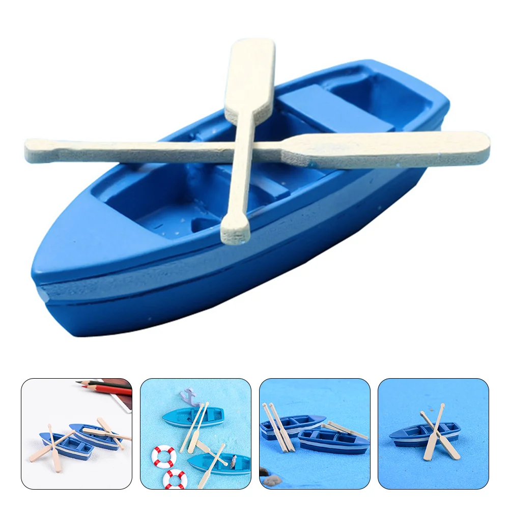 

5 Sets Miniature Boat with Oars Toy Boats Beach Children Toys Simulation House Scene Decors Micro Summer Kit Room