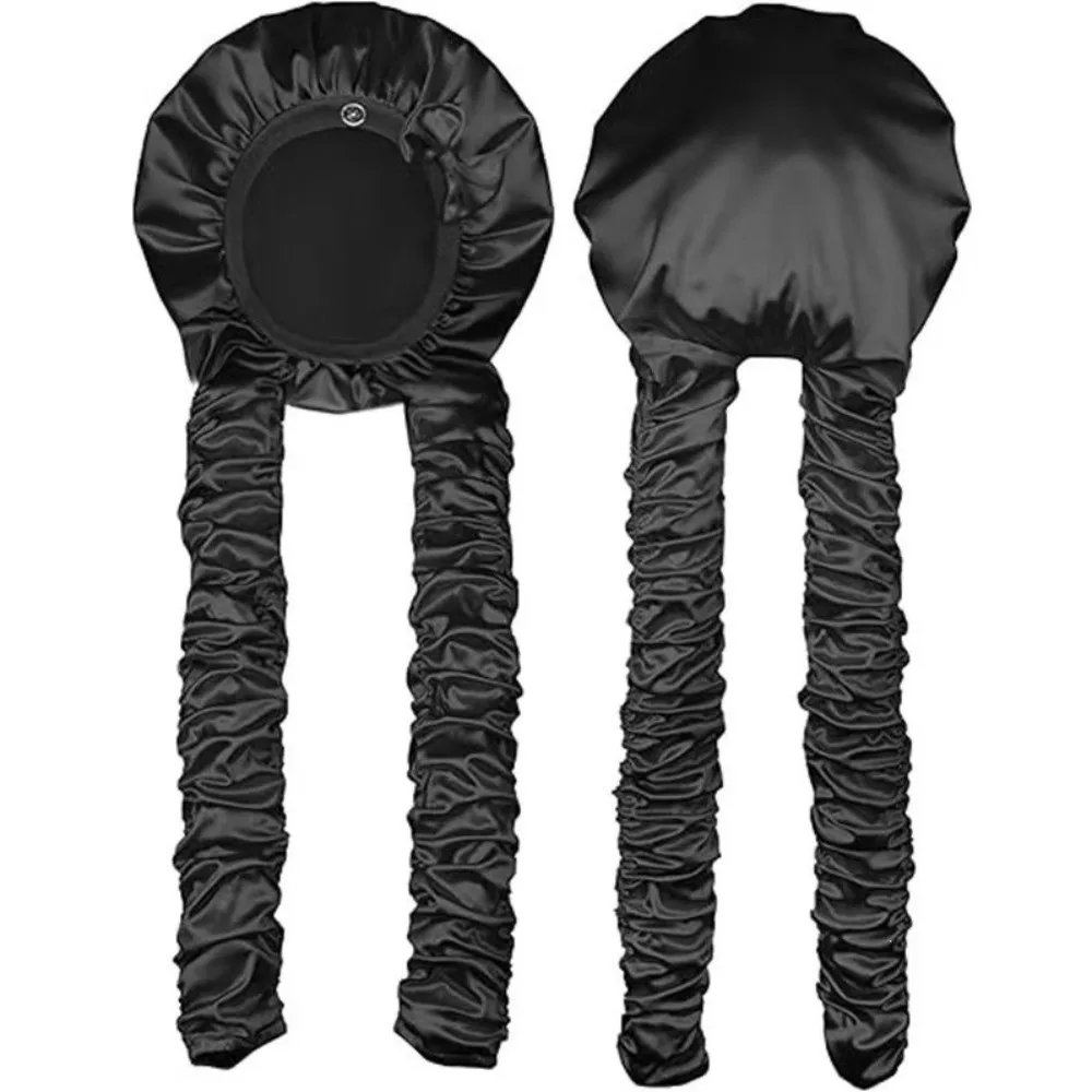Satin Material Sleep Bonnet Long Curling Ribbons Adjustable Fit Satin Bonnet Soft Fabric Non-Slip Design Curling Bonnet