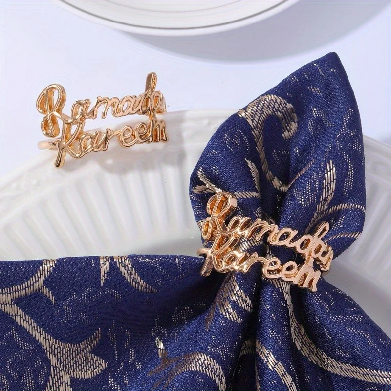 Kitchen Alloy Alphabet Napkin Rings Western Style Restaurant Napkin Clasp Hotel Wedding Ramadan Kareem Festival Decoration
