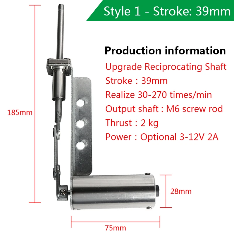 New Reciprocating Mechanism Stroke 39mm 60mm DIY Tool Parts All Metal Body Mini Telescopic Linear Actuator Speed Control