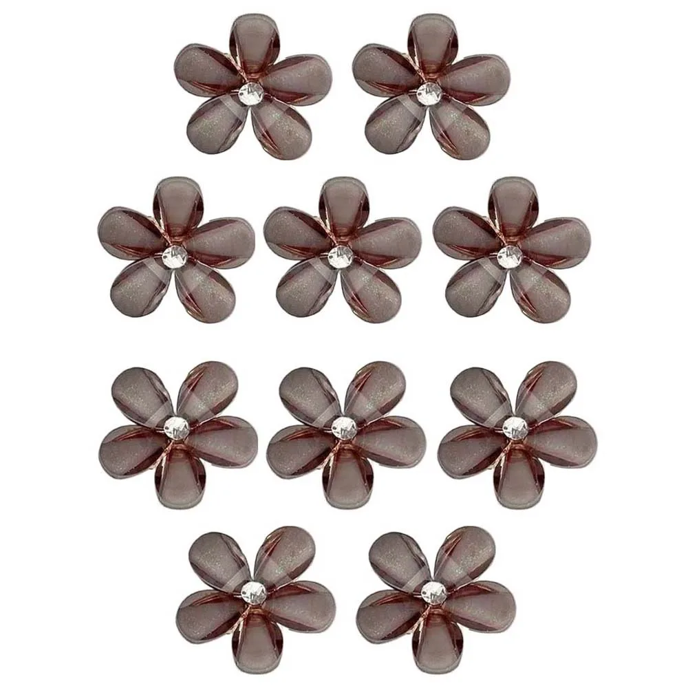 

10pcs Headdress Sweet Pearls Flower Hairpin Korean Style Resin Mini Hair Claw Alloy Headwear Women Side Clip Party