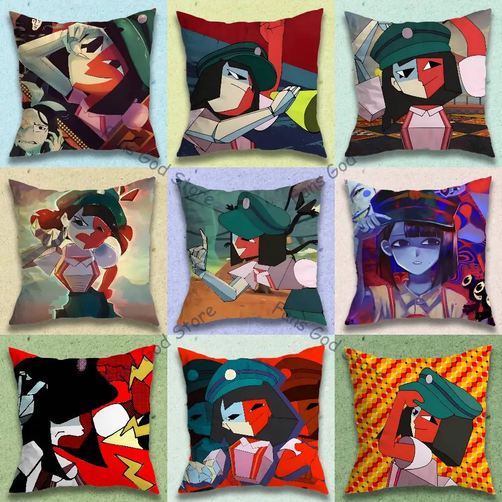 E-ENA BBQ Dream Art Pillow Case Square Double-Sided Printing Short Plush Sofa Cushion Cover Bedroom Bedside Pillow 2