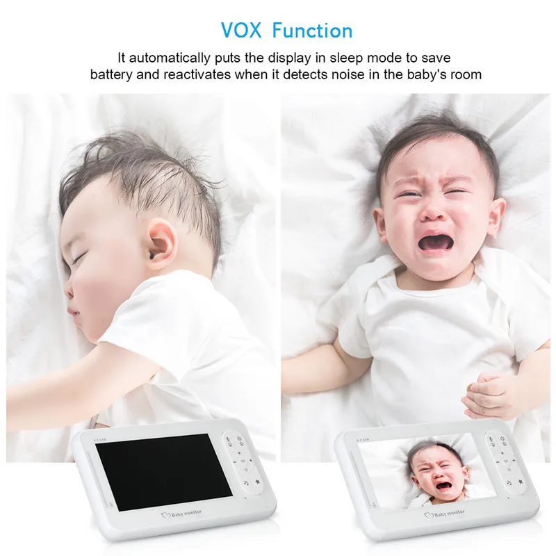 4.3Inch Screen Temperature Monitoring Feeding Alarm Intercom Baby Monitor Night Vision BabySitter Camera