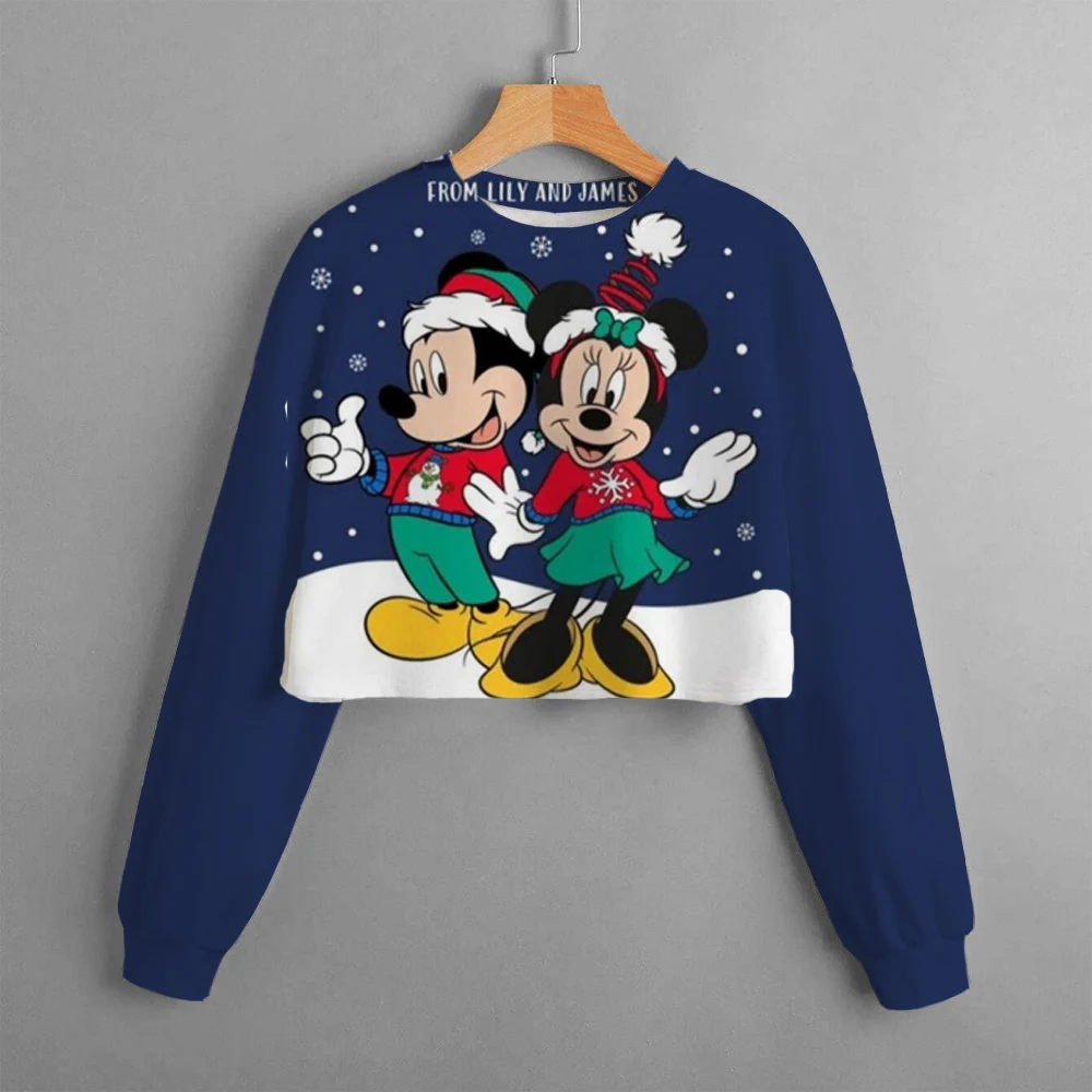 Casual Neue Herbst Disney kinder Kleidung Mädchen Kurze Hoodie Pullover Frohe Weihnachten Mickey Maus drucken Komfortable Top