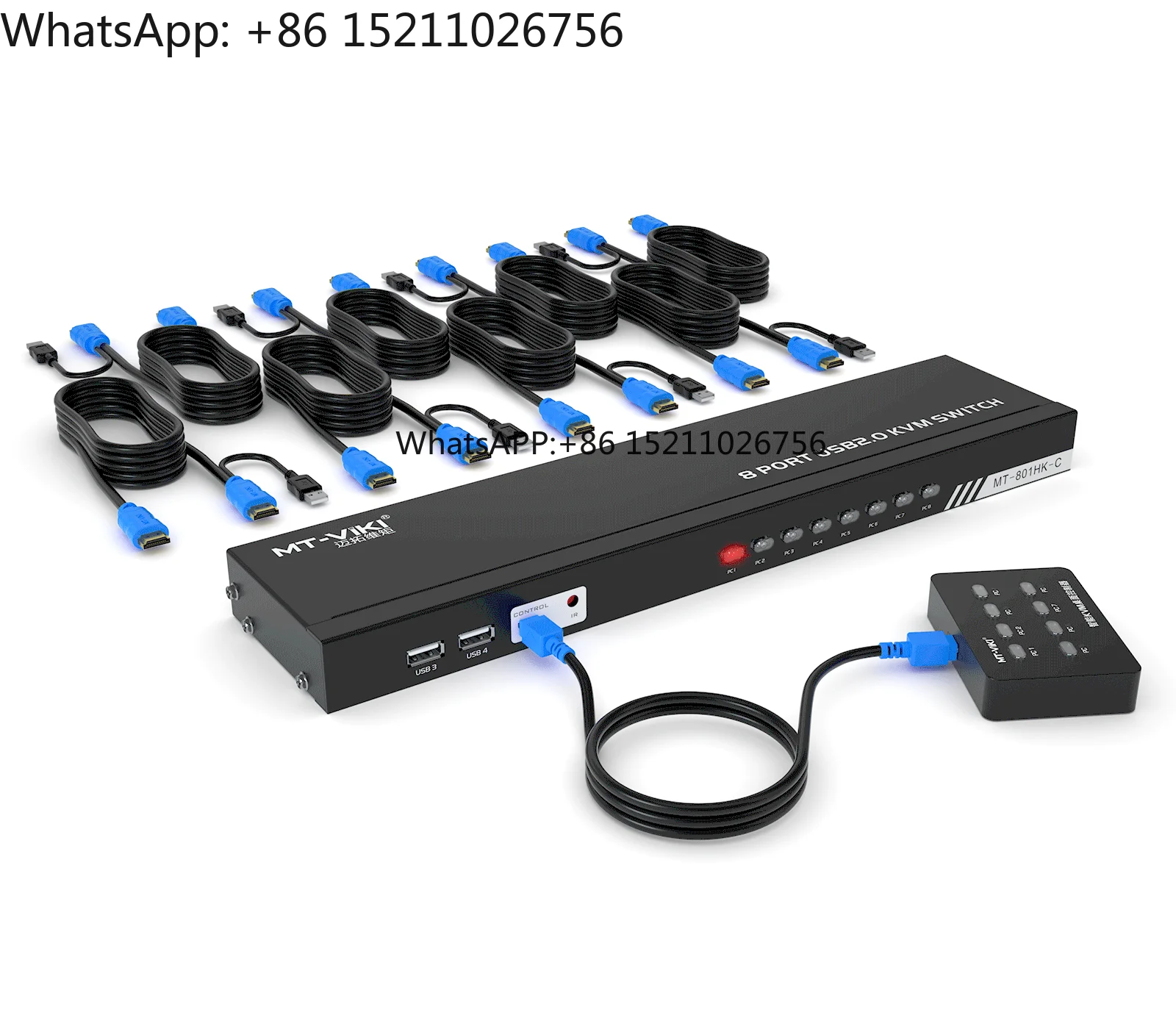 8 Port KVM Switches HDMI 4K30Hz + Cables (upgraded 2in1), MT-VIKI 1U Rack Mount HDMI KVM Switch 8 in 1 Out