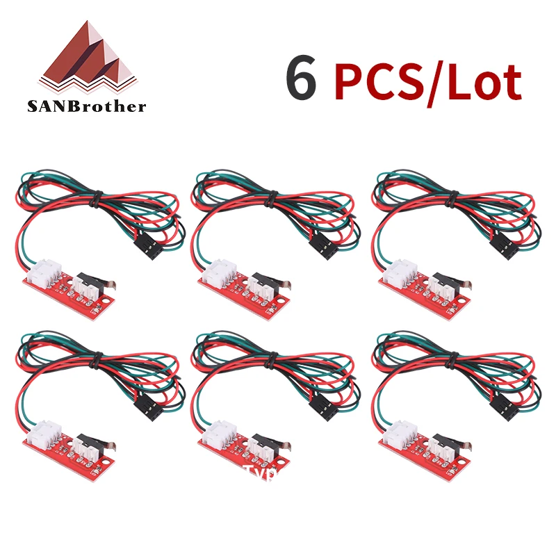 6PCS Endstop Switch For Arduino End stop Limit Switch+ Cable Mechanical Endstop For CNC RAMPS 1.4 Board 3D Printer Parts