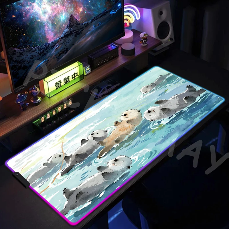 Adorable Animals Design RGB Gaming Mousepads Desk Pad Keyboard Mat LED Gamer Mousepad XXL Mouse Pads Luminous Mouse Mats Design