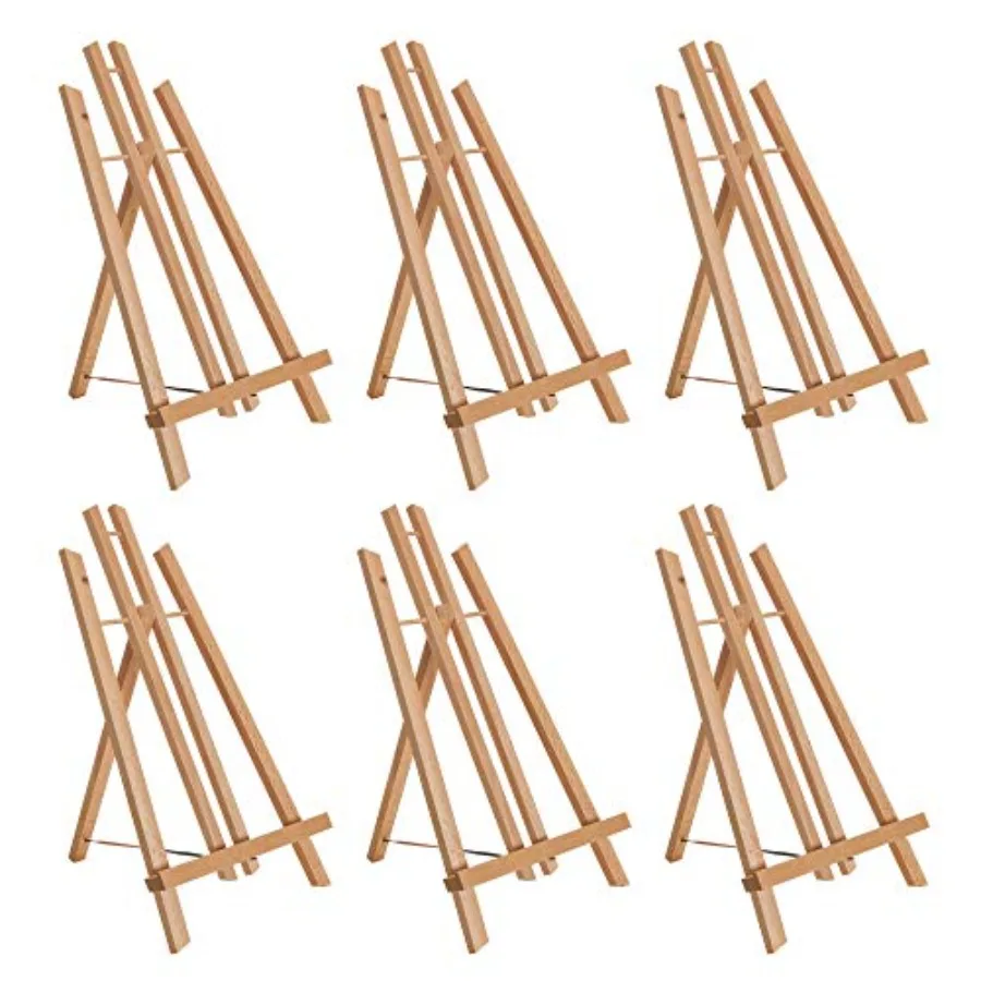 4" Medium Tabletop Display Easel - Beechwood Artist A-Frame Display Stand, Wooden Easel for Painting, Canvas Stand, Pack of Cla
