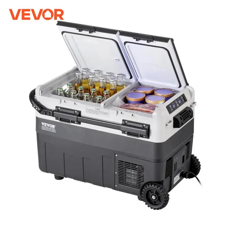 VEVOR Réfrigérateur Portable à Compression 50 L, Mini Frigo de Voiture 12 V, Glacière à Double Zone,