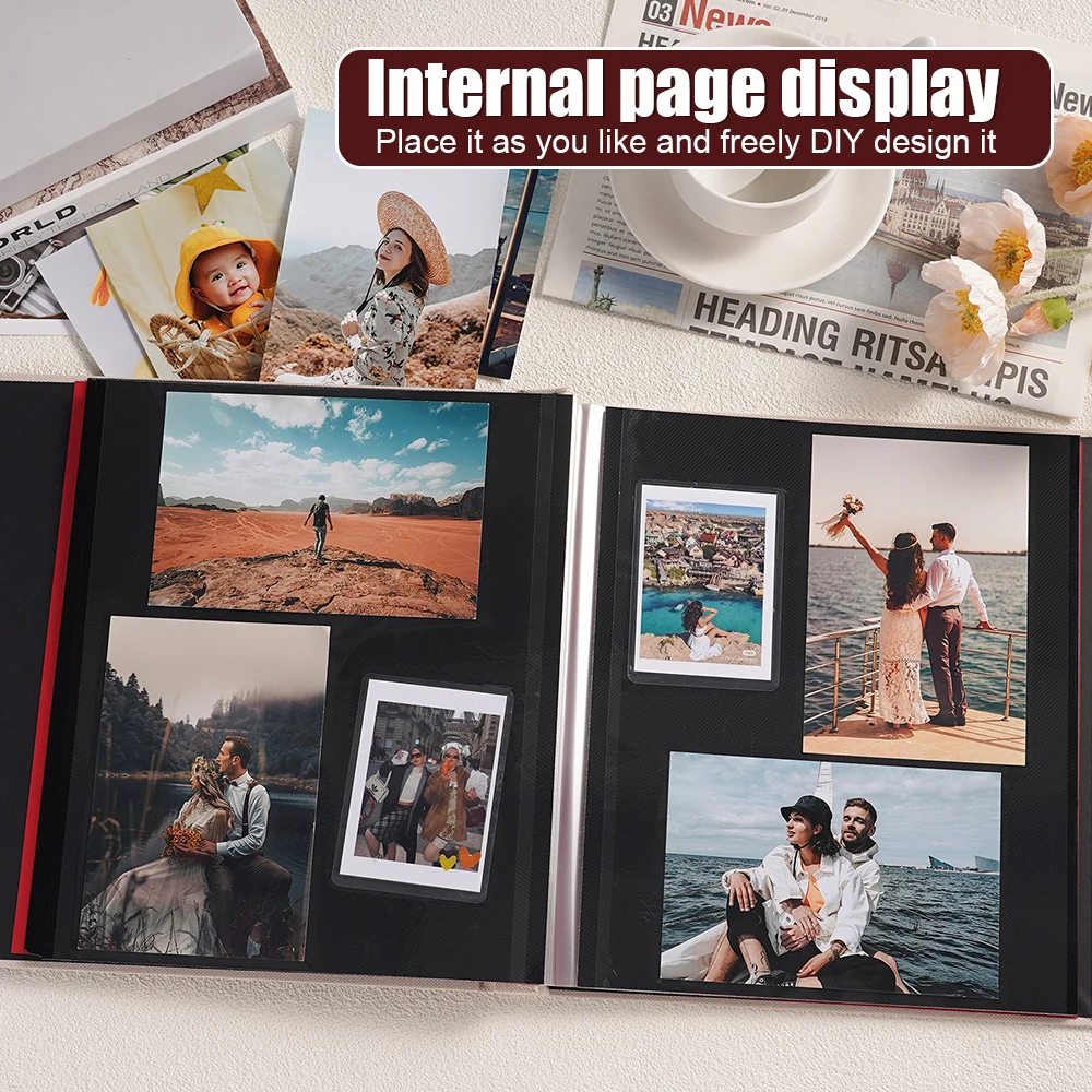 Álbum de fotos DIY de 40 páginas, película laminada autoadhesiva de lino blanquecino, álbum de fotos adhesivo de 28*27*2,5 cm conmemorativo