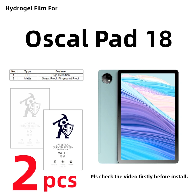 

2pcs HD Hydrogel Film For Oscal Pad 18 Matte Screen Protector For Oscal Pad 18 Clear/Frosted Protective Film