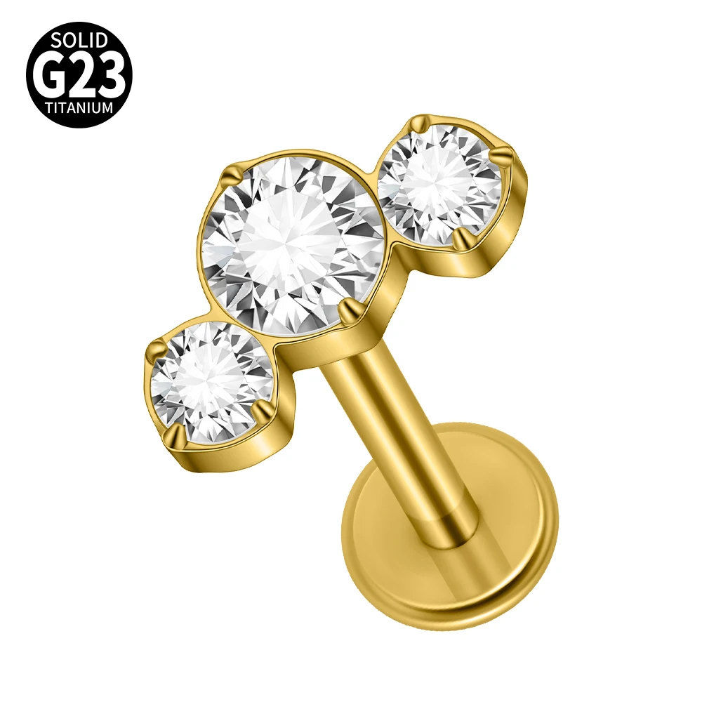 G23 Titanium Clear CZ Gem Labret & Lip Stud