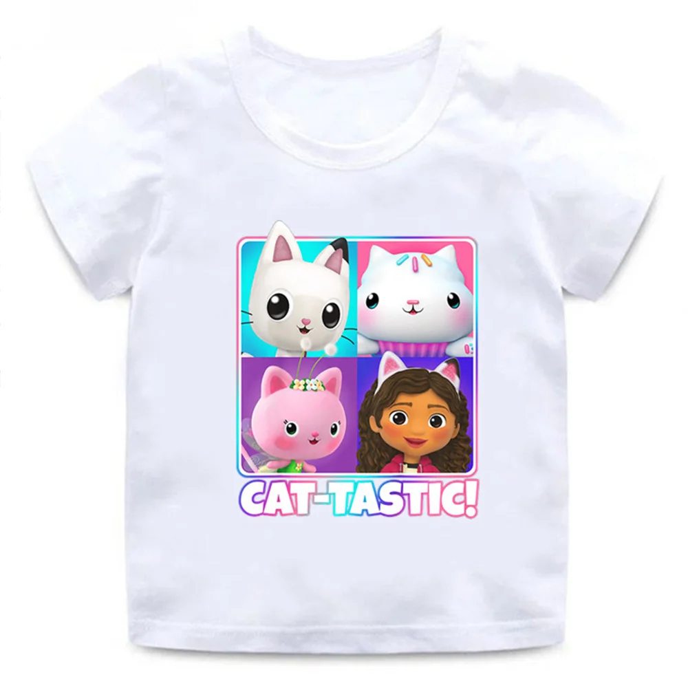 Girls Clothes Cute Gabbys Doll House Cartoon Kids Funny T-Shirts Baby Boys T shirt Summer Short Sleeve Children Tops,ooo5456