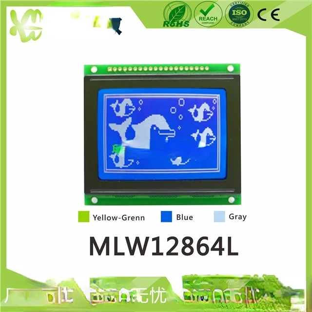 LCD 12864เกรดอุตสาหกรรมโมดูลหน้าจอ LCD 5/3 3V พอร์ตขนาน128X64จุดหน้าจอ MLW12864L