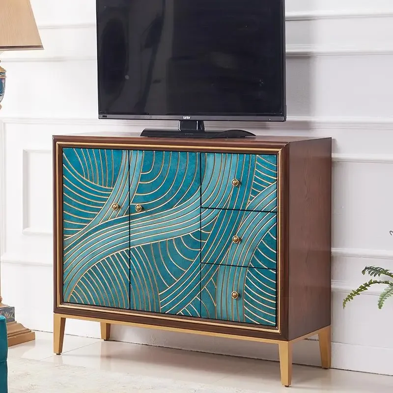 

Entrance cabinet, light luxury style living room partition cabinet, solid wood sideboard, American foyer storage cabinet