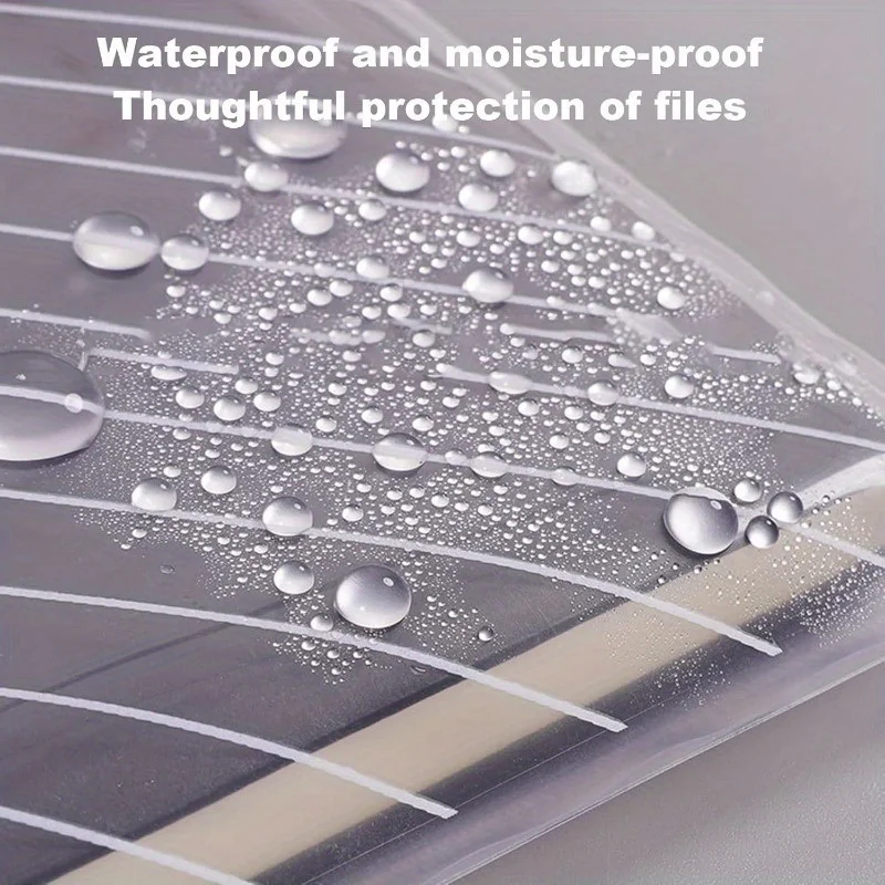 تصميم مخطط، أنيق وجميل، ظرف بلاستيكي شفاف، مقاوم للماء مع زر، مقاس A4، مجلد ملفات