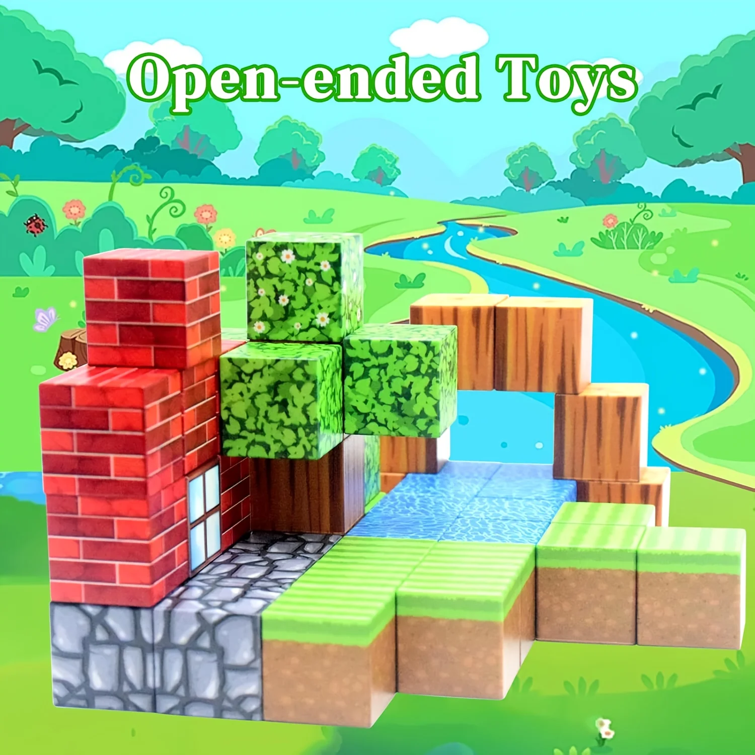 Magnetisch 100 stuks, creatief bouwspeelgoed, ABS-bouwvierkant, geschikt voor constructie en creatie