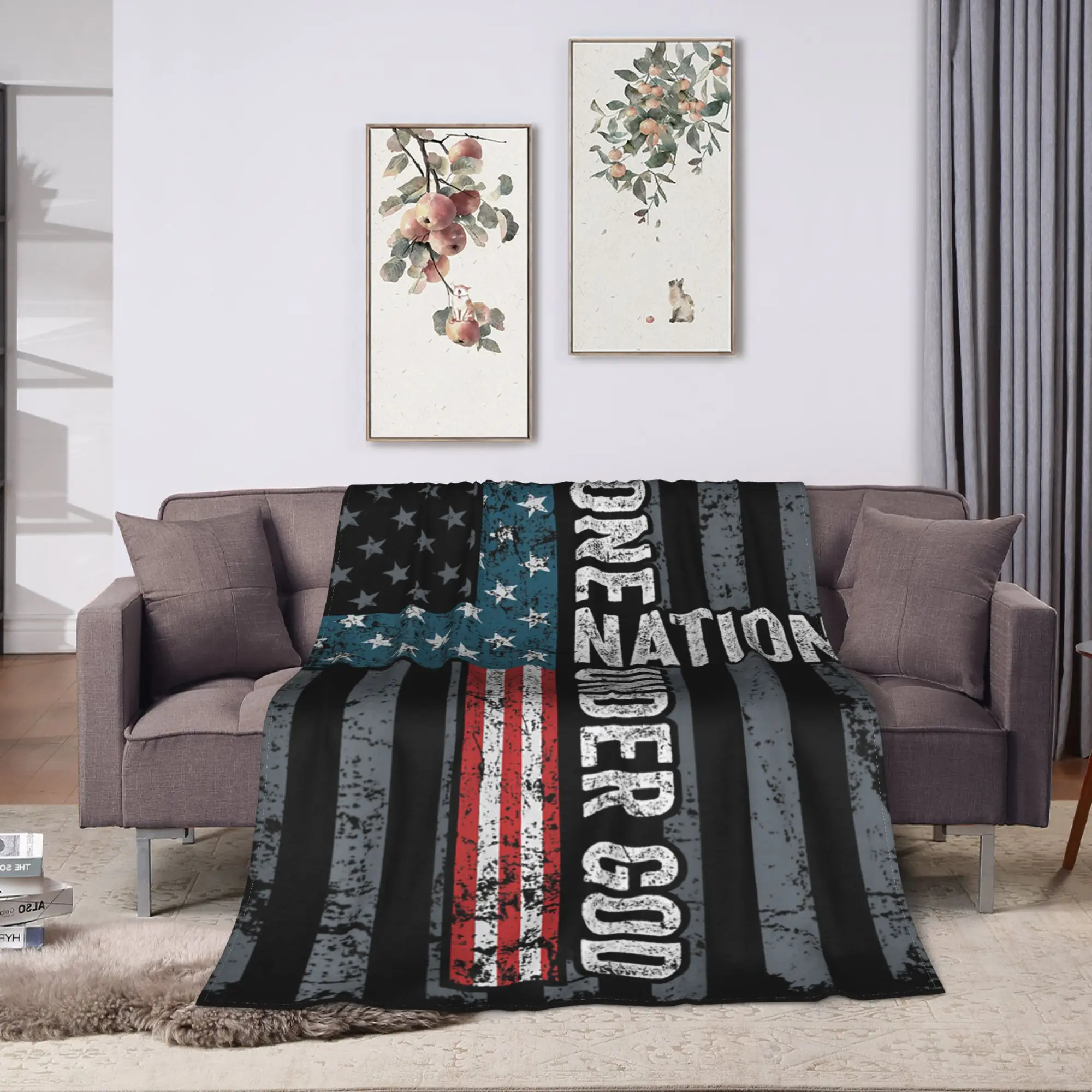 ONE Nation Under GOD Christian Plush Blanket Kids Adult  Flannel Throw Blanket For Couch Chair Warm Soft Bedspread Birthday Gift