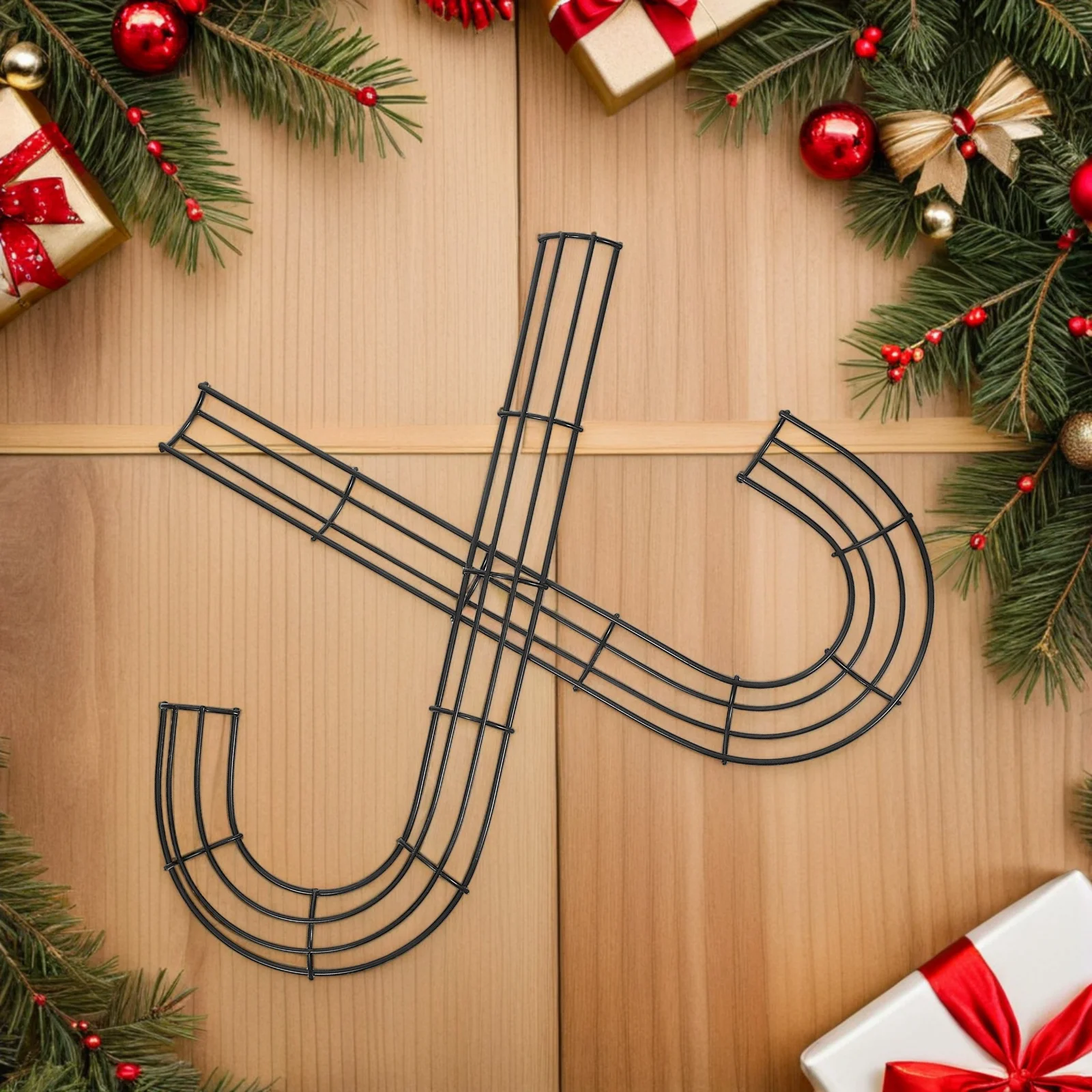 

2Pcs Metal Wreath Form Candy Cane Garland Ring DIY Craft Xmas Home Decoration Iron Floral Wreath Floral Arrangement Supplies