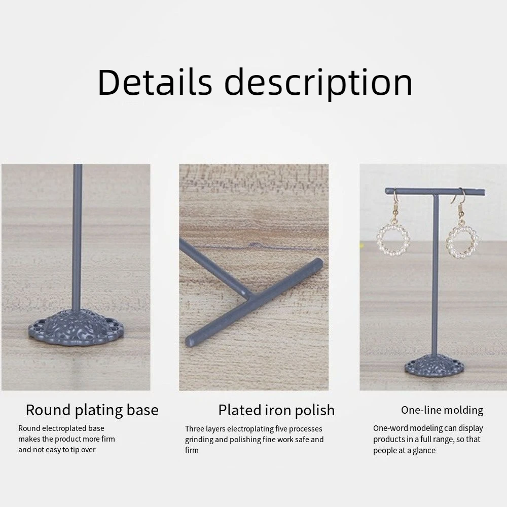 

3Pcs/Set T-Shaped Earrings Display Stand Metal Hanging Jewelry Display Holder Plated Ornament Necklace Organizer Rack Earring