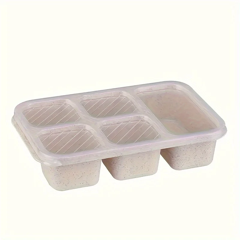 5-Grid Leak-proof Portable Snack Box - Multipurpose Tea & Meal Dish with Lid - Durable & Easy Carry for Busy Students, Work, Out