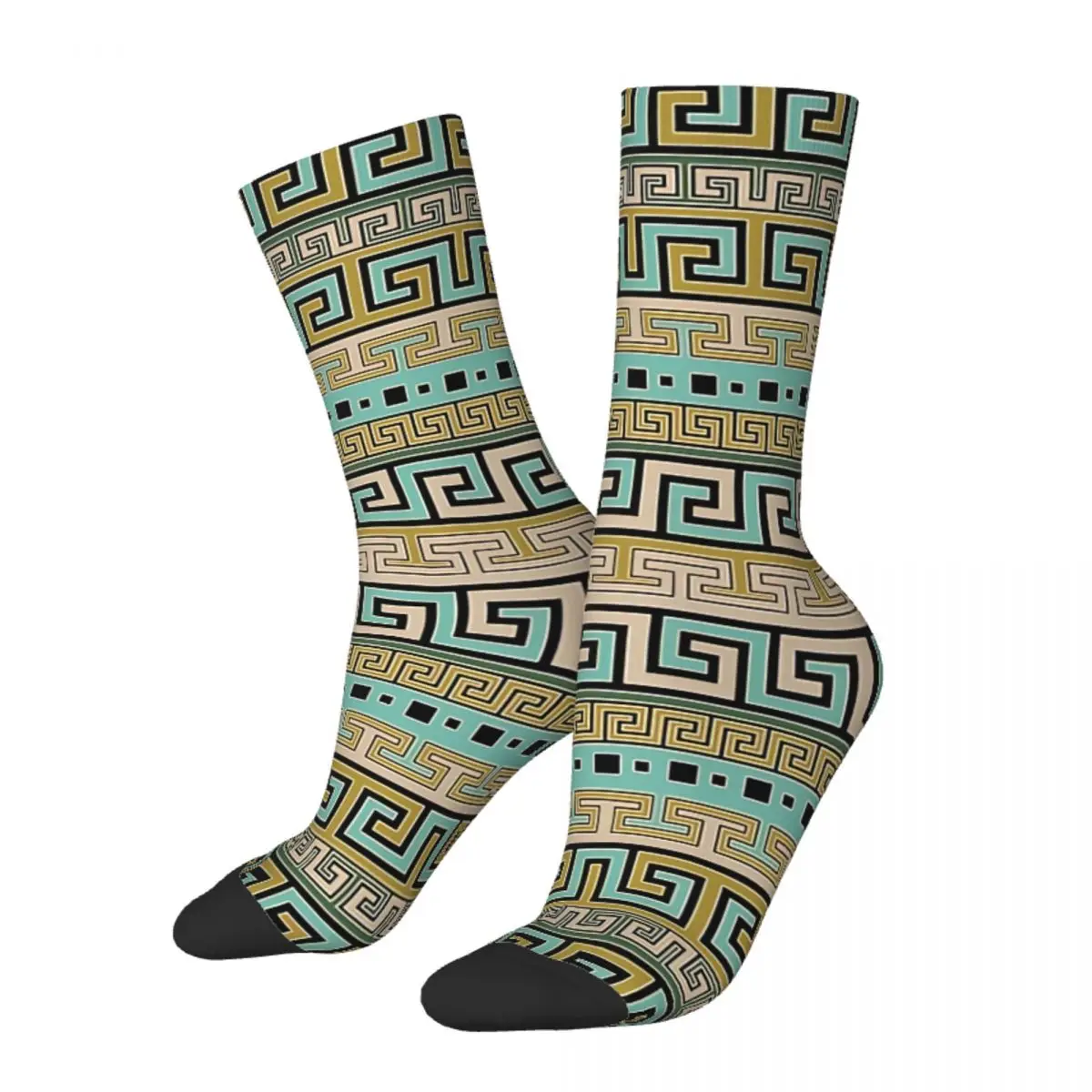 Hip Hop Retro Meander Pattern Greek Key Ornament Crazy Men's Socks Unisex Harajuku Seamless Printed Funny Crew Sock Boys Gift