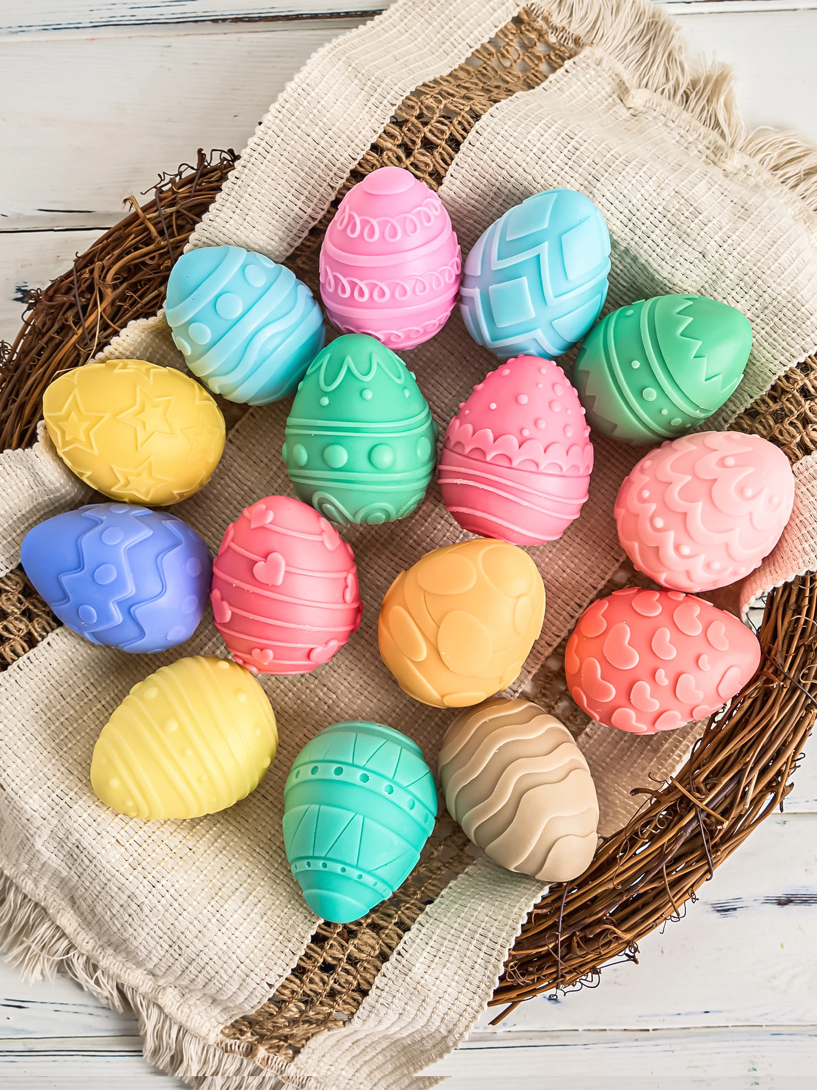 3D Easter Egg Silicone Candle Mold Embossment Egg Candle Making Supplies Plaster Ornaments Handmade Soap Mould Home Decor Gifts