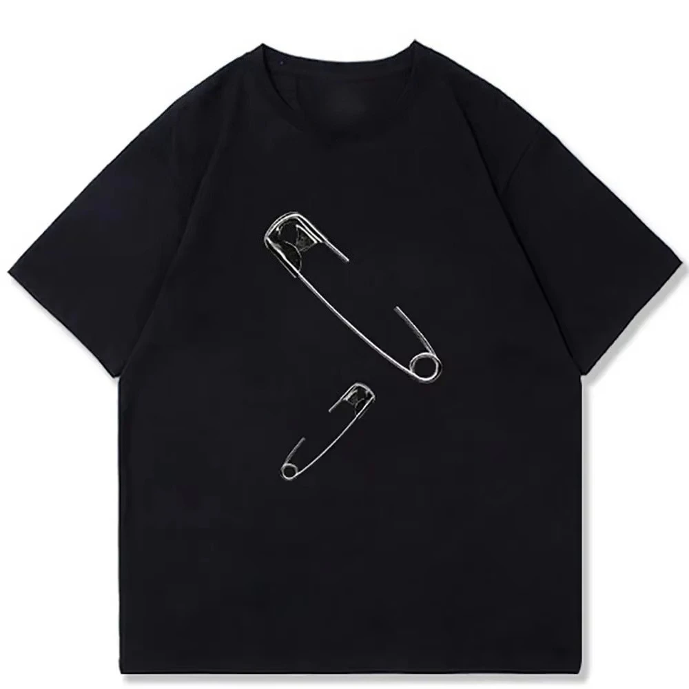 

motorcycle 2025 Summer new creative pin hiphop European and American short-sleeved ins high street style T-shirt men and women