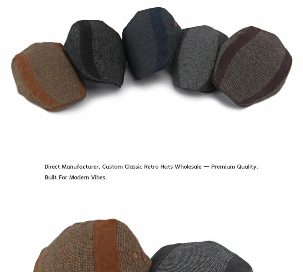 HT5165 Herren- und Damen-Baskenmütze, Künstlermütze, Wollmütze, dicke, warme Ivy-Flatcap, mit Fleece gefüttert, für Herbst und Winter. – Detail 7
