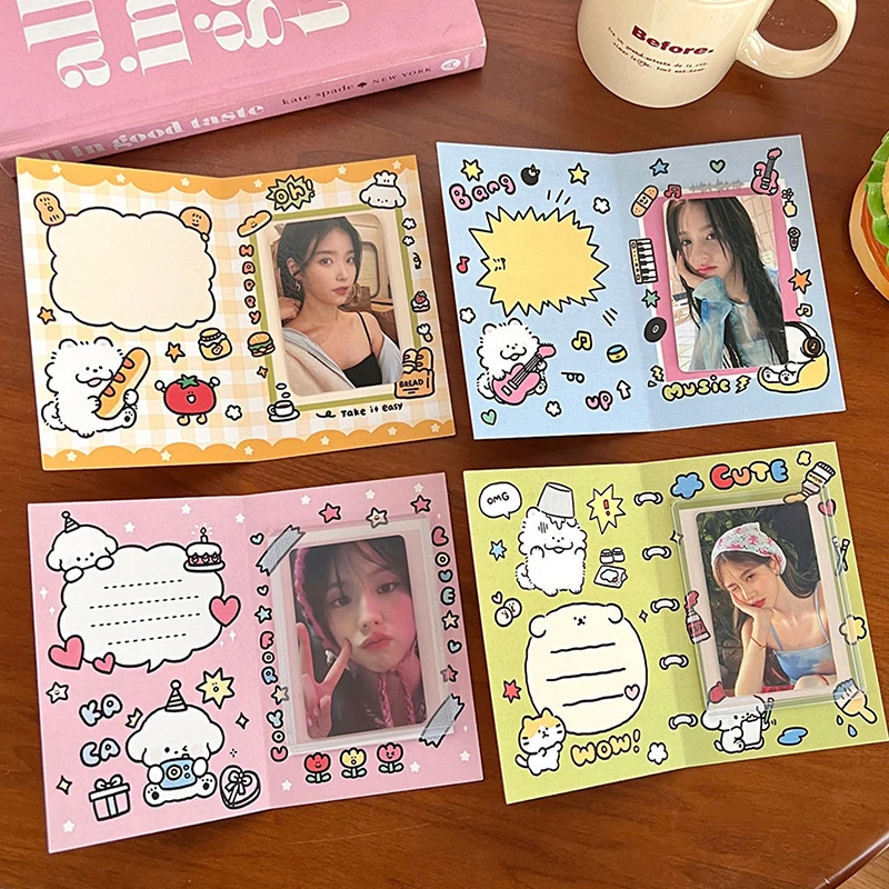 5PCS Fashion Cute Kpop 3-inch Photo Card Back Card Foldable Card Holder Fix Decor Paper Board DIY Packing Material