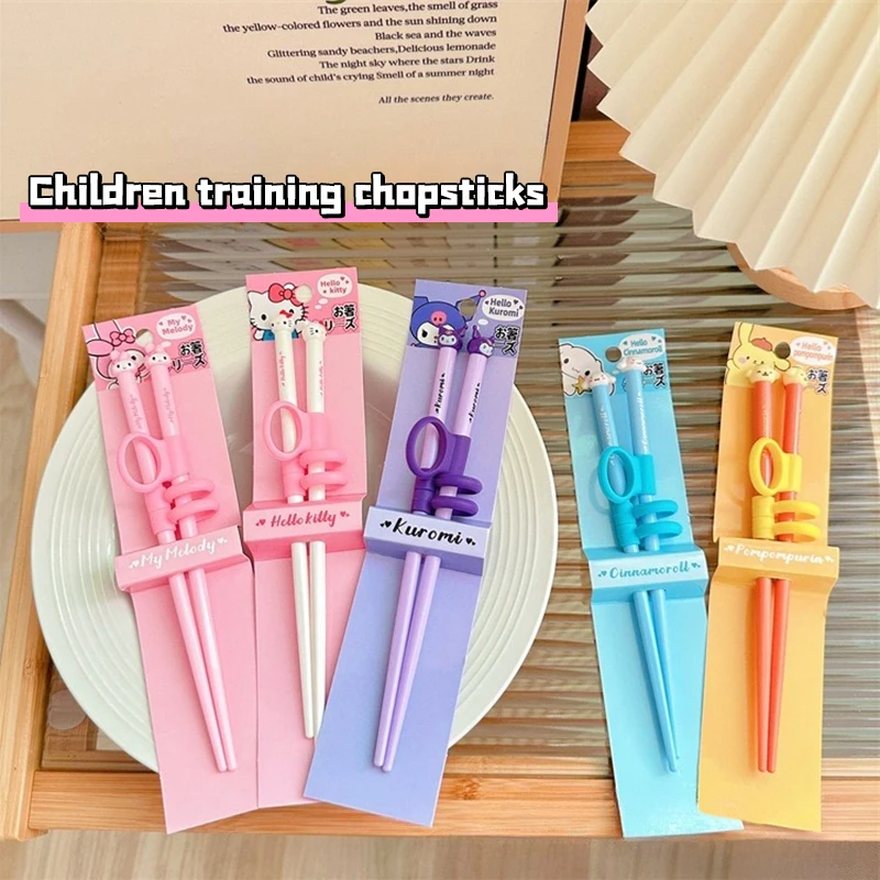 Sanrio Hello Kitty Chopsticks Cinnamoroll Kuromi Practicing Chopsticks My Melody Child Tableware Kitchen Supplies Gift