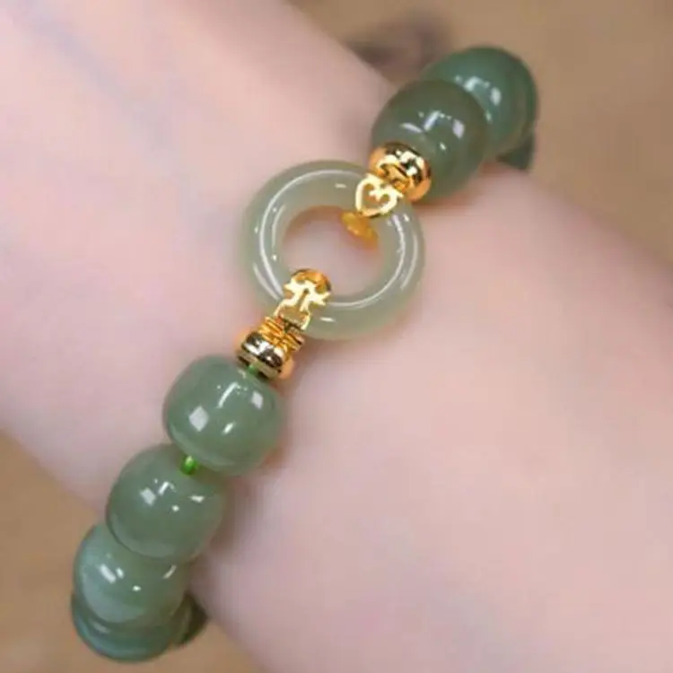 

Зеленый натуральный нефритовый браслет-кольцо, винтажные агатовые талисманы, роскошный амулет, настоящие ювелирные изделия, очаровательные модельерские подарки для женщин