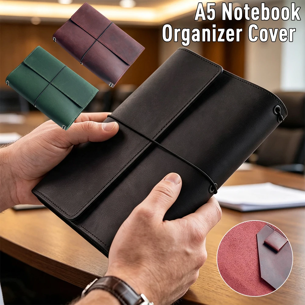 Vintage A5 Notebook Organizer Loose Leaf Compact Notebook Cover Refillable Leather Book Protective Cover For Hobby