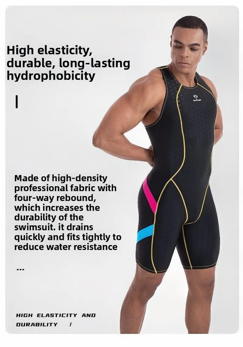 Sharkskin One Piece Swimsuit Knee Length Racing Swimsuit Male Swimming Outfit HXBY Men Women Professional Sporty Swimwear