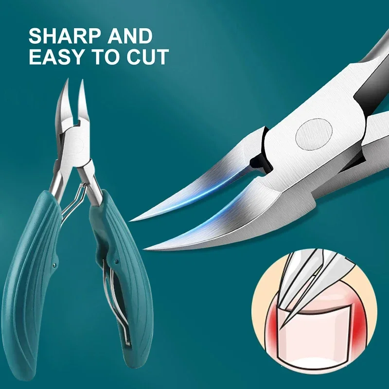 Toe Nail Clippers Cutter Ingrown Toenail Tool Professional Thick Nails Dead Skin Dirt Remover Sharp Curved Blade Foot Care Tools