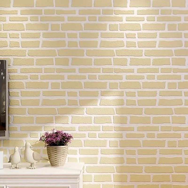 Modern simple non woven fabric brick wall paper concave convex foam white brick shop photography background wallpaper 3D U100