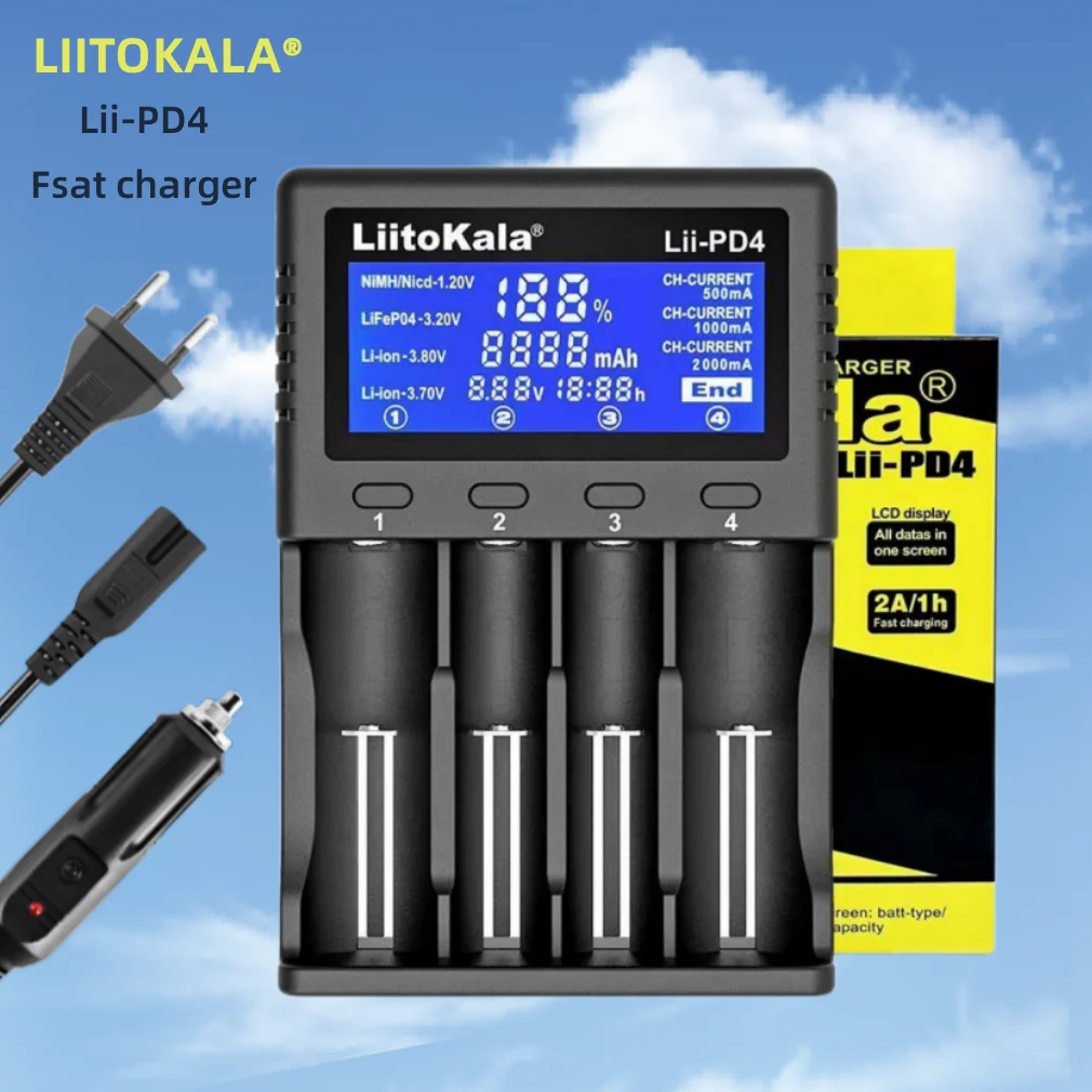 Liitokala Lii-PD4  Lii-402 3.7V 18650 18350 18500 16340 21700 20700 26650 Test instrumet 1.2V AA  NiMH Lithium-Battery Charger