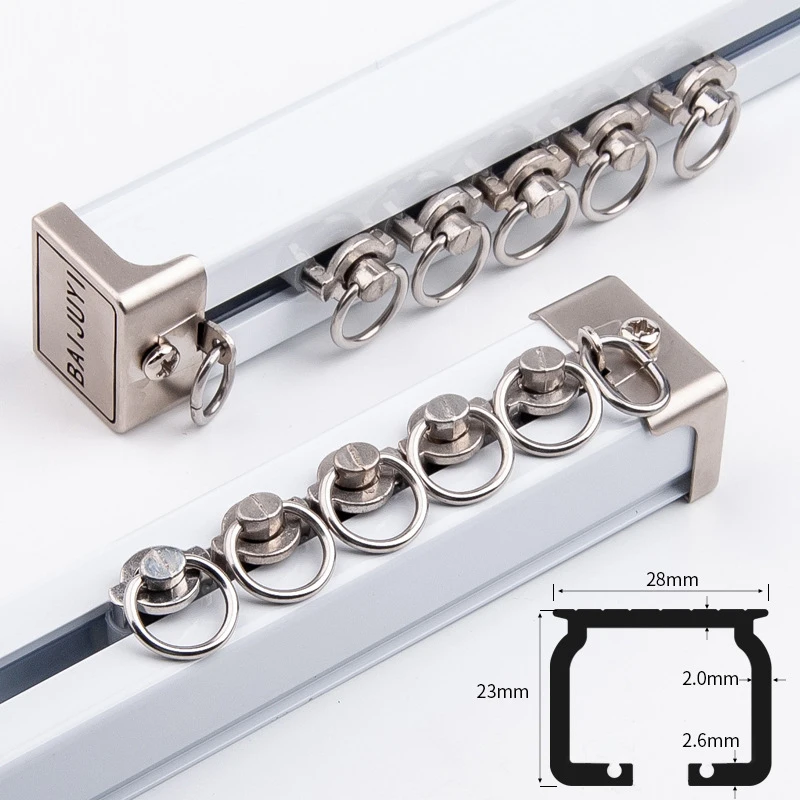 

Extra thick silent curtain rod bearing wheel 2.6mm thickness monorail double track curtain box slide rail curtain track