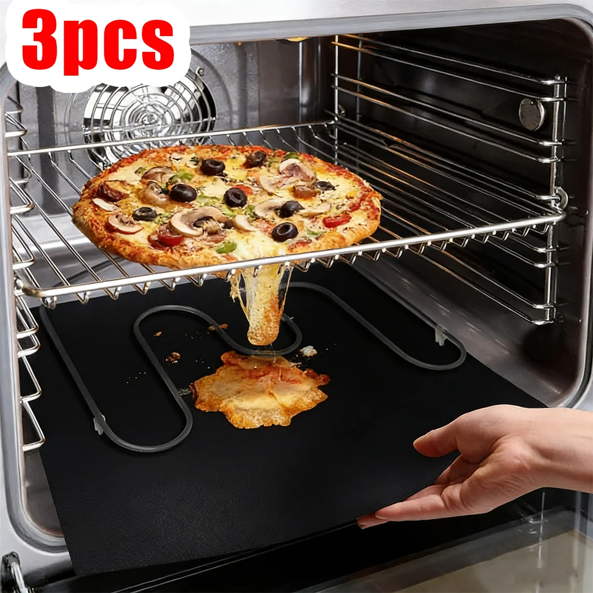 3-roll double-layer thick oven pad, non stick and heat-resistant, reusable and easy to clean
