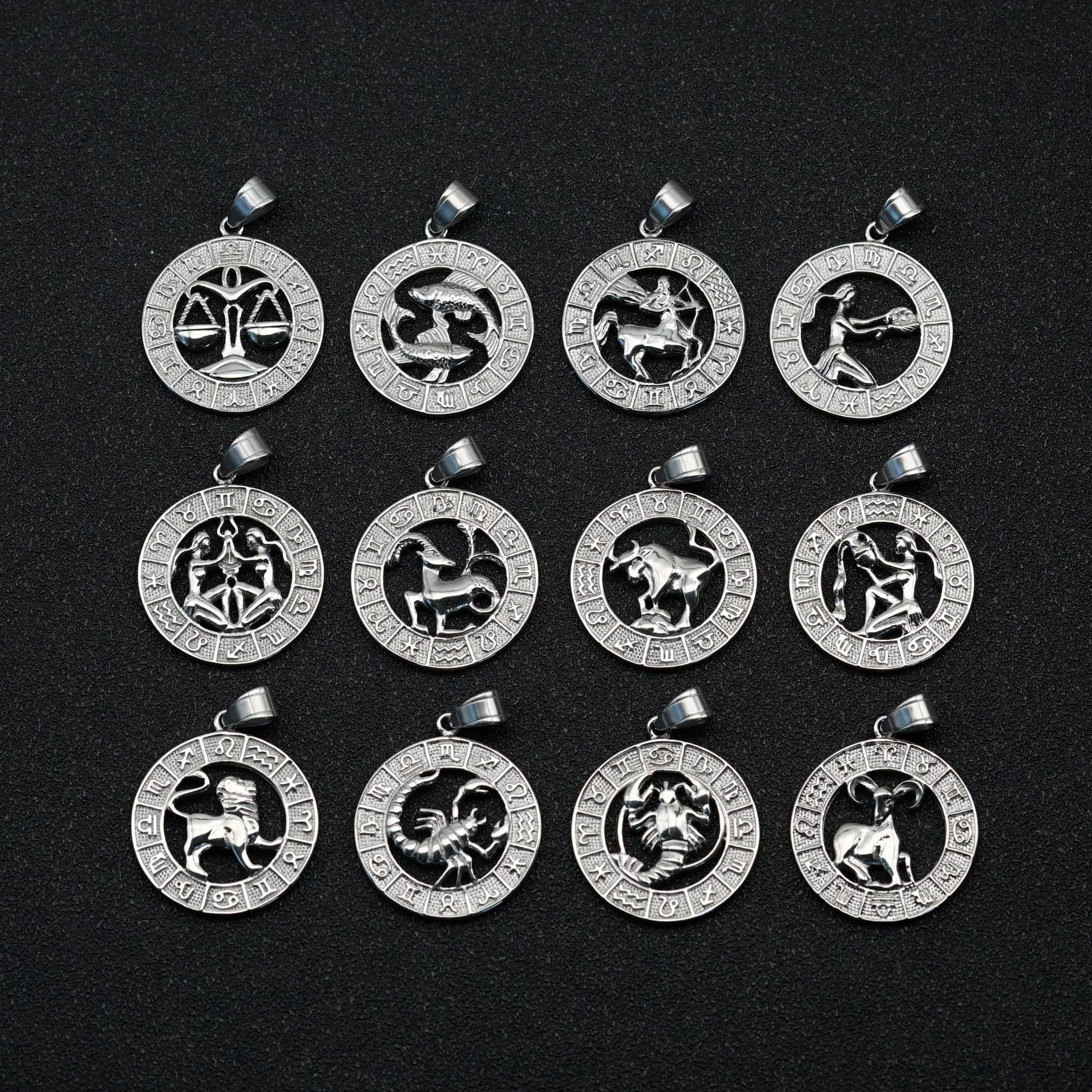 كوكبة شعبية 12 زودياك تسجيل عملة مستديرة قلادة قلادة مطلي 14 كيلو الذهب المعلقات مجوهرات للنساء 2025 هدية جديدة صديق #2