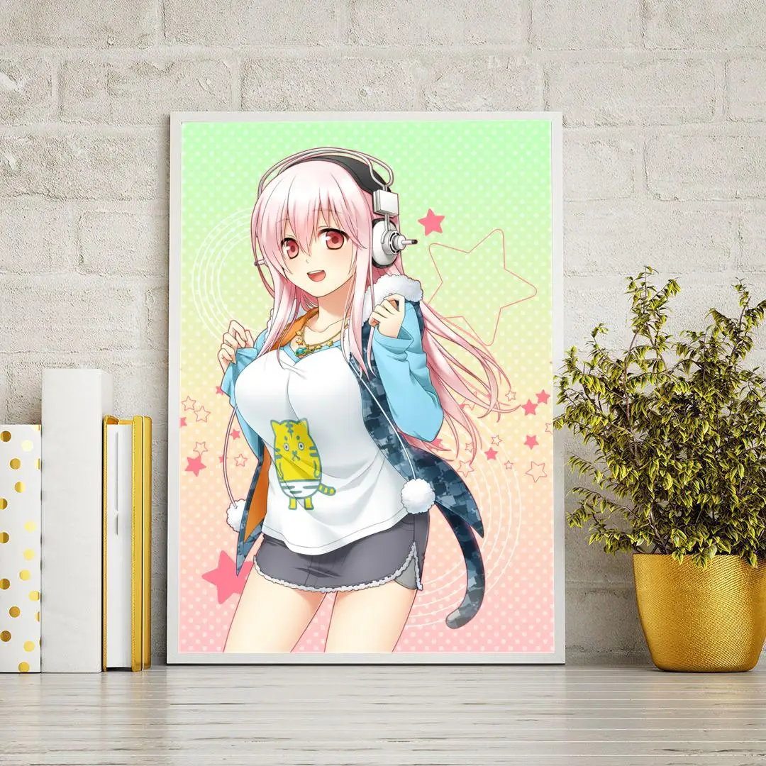 Super Sonico anime Poster Anime Posters Sticky HD Quality Poster Wall Art Painting Study Wall Decor