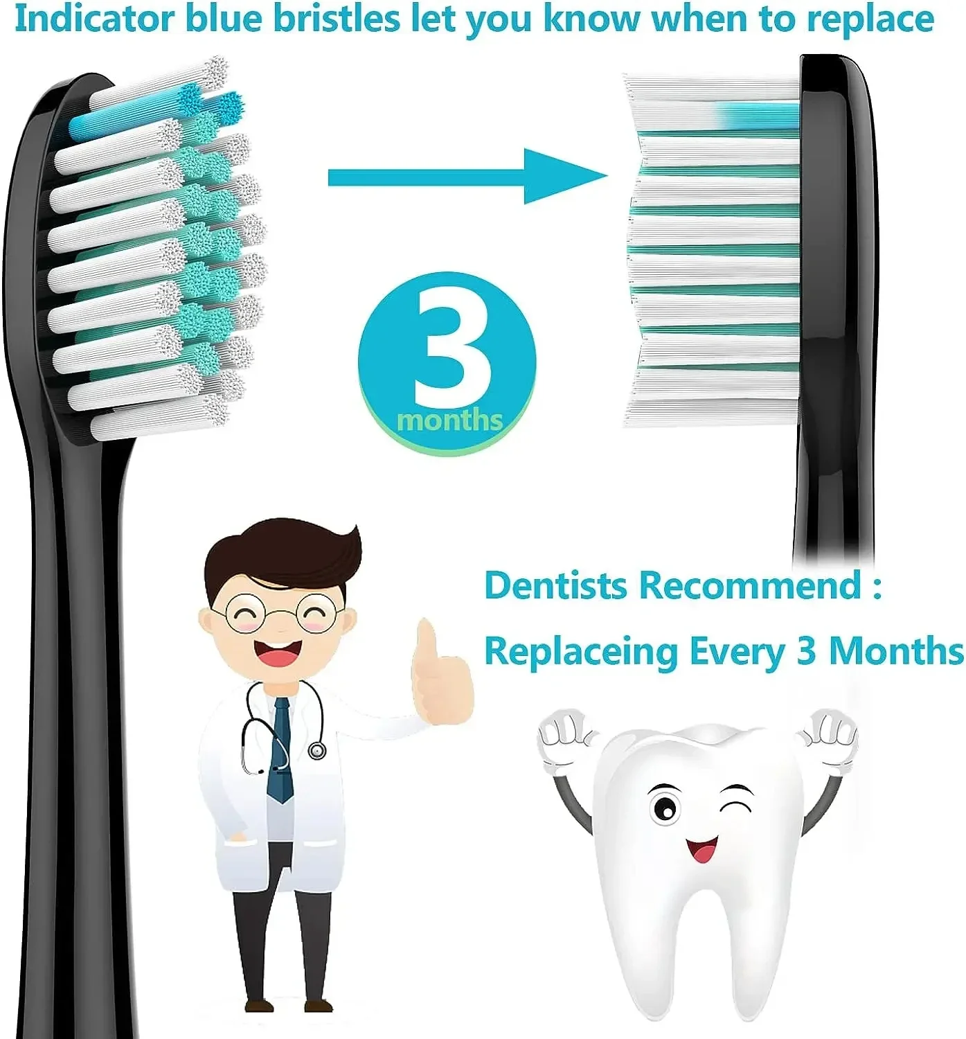 8 قطع رؤوس فرشاة بديلة متوافقة مع رؤوس فرشاة الأسنان الكهربائية من سلسلة Philips Sonicare DiamondClean HX3/HX6/HX9 HX6064 #3