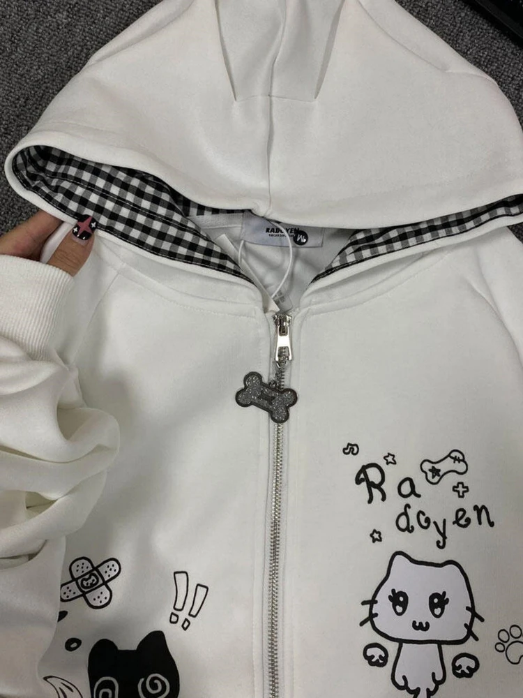 

Корейская толстовка оверсайз с вышивкой, женская, приталенная, длинный рукав, хлопковая, в корейском стиле, для повседневной носки