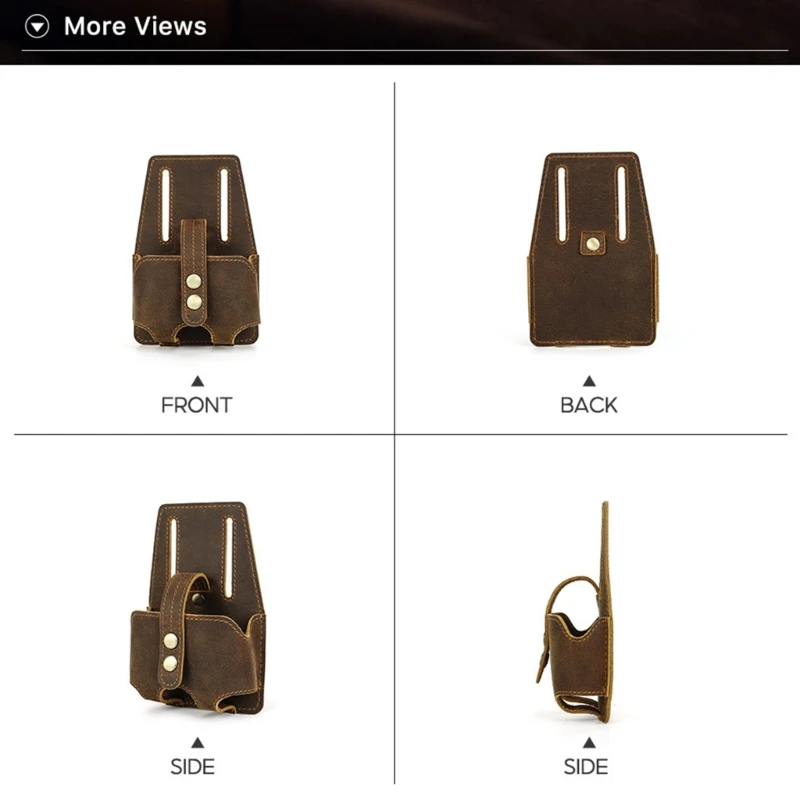 Handy Leather Bag with Waist Belt Attachment Belt Bag for 5m Steel Tape Measure