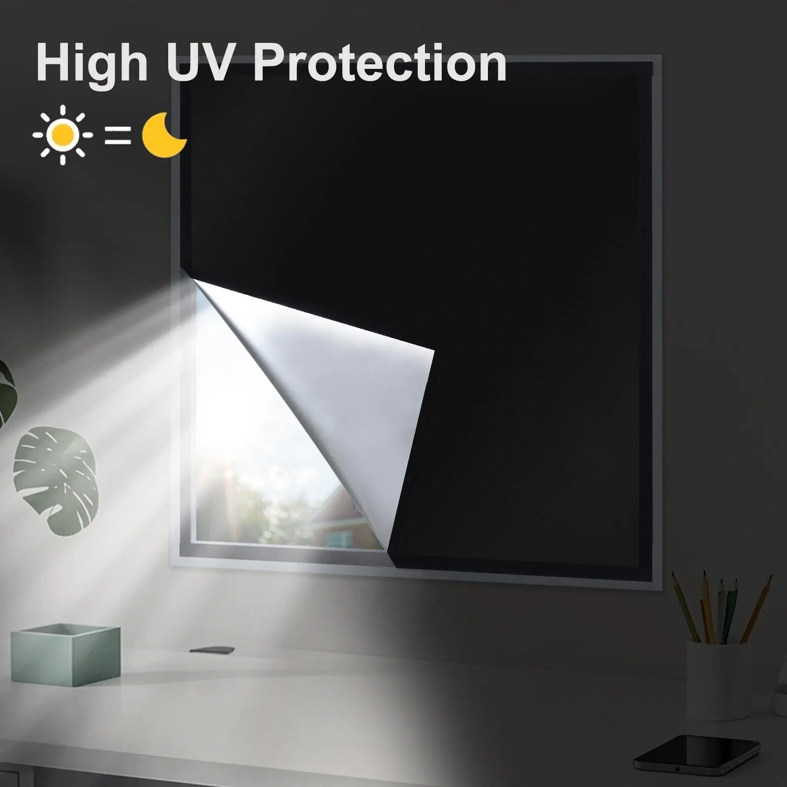 DIY100% Blackout Curtain Fabric | Self-Adhesive, Thermal Insulation, Protection, Privacy Protection and Blackout, Po - view 5
