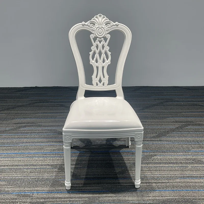 

French Court PlasticWhite Banquet Chair Outdoor Theme Party Back Chair Hotel Wedding Crystal