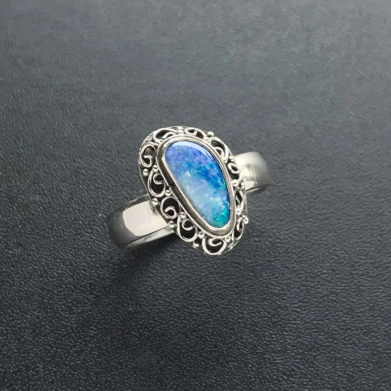 CSJ Elegant  Natural Opal Rings 925 Sterling Silver Gemstone Origin Australia Hand Made Jewelry for Women Party Gift