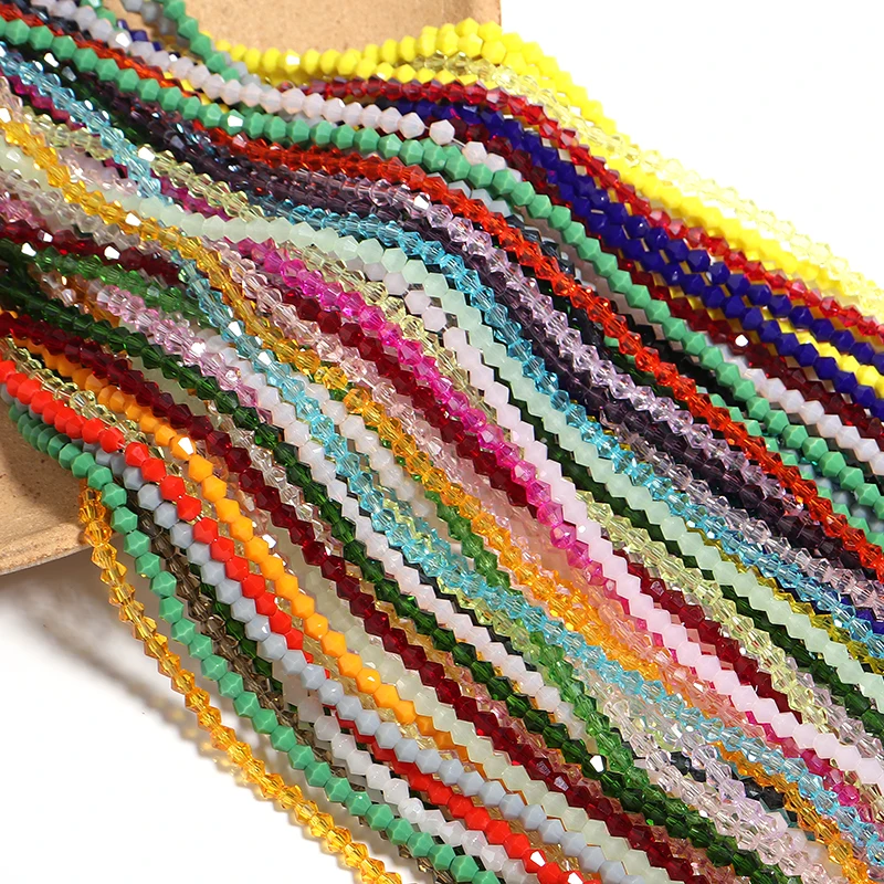 Vidro Cristal Apontou Contas para Fazer Jóias, Chapeamento De Cores, Soltas Contas Espaçador, Pulseira Acessórios, DIY, 4mm, 1 Strand