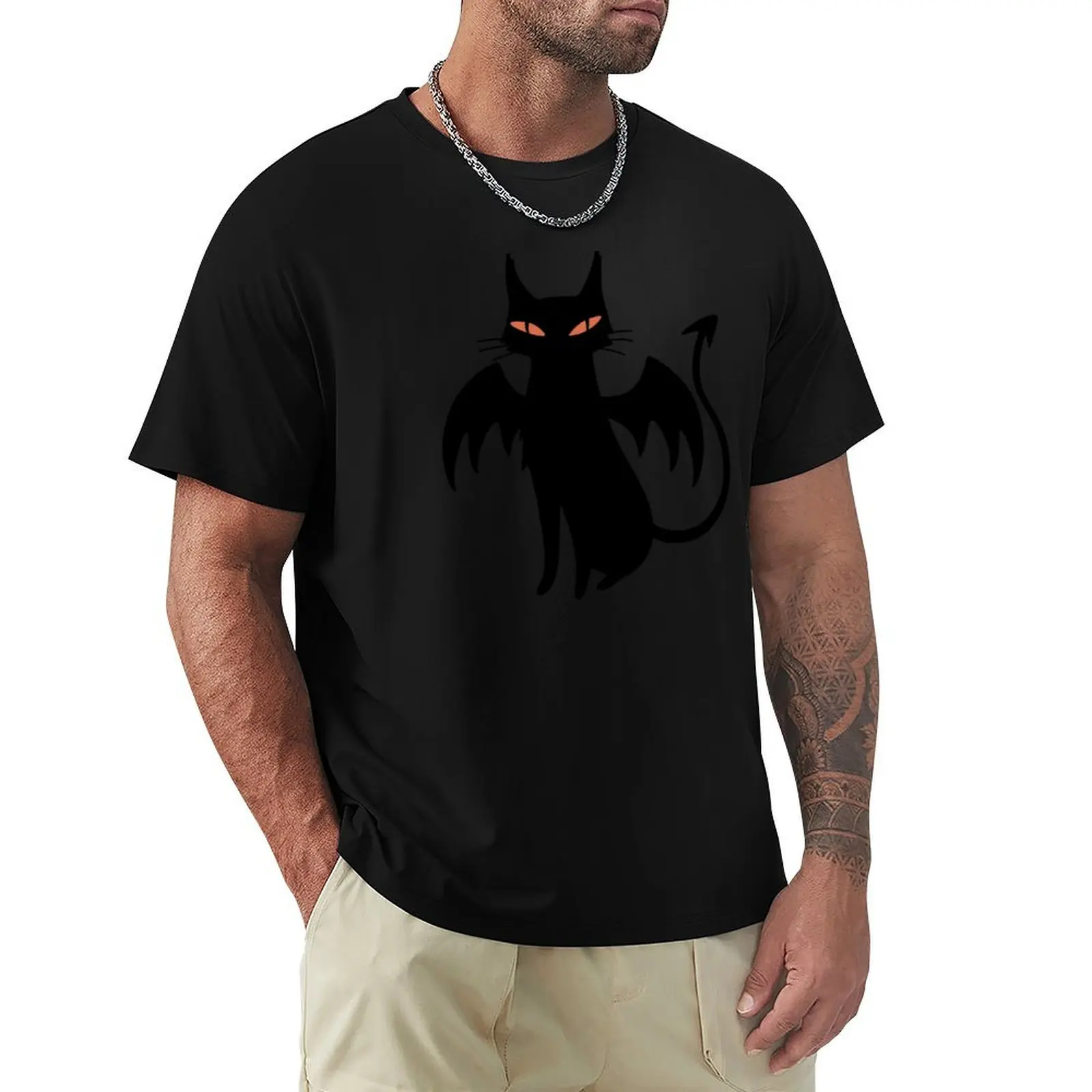 

The spirits of the night: dark winged cat T-Shirt gifts for boyfriend vintage graphic tee anime clothes plain t shirts men