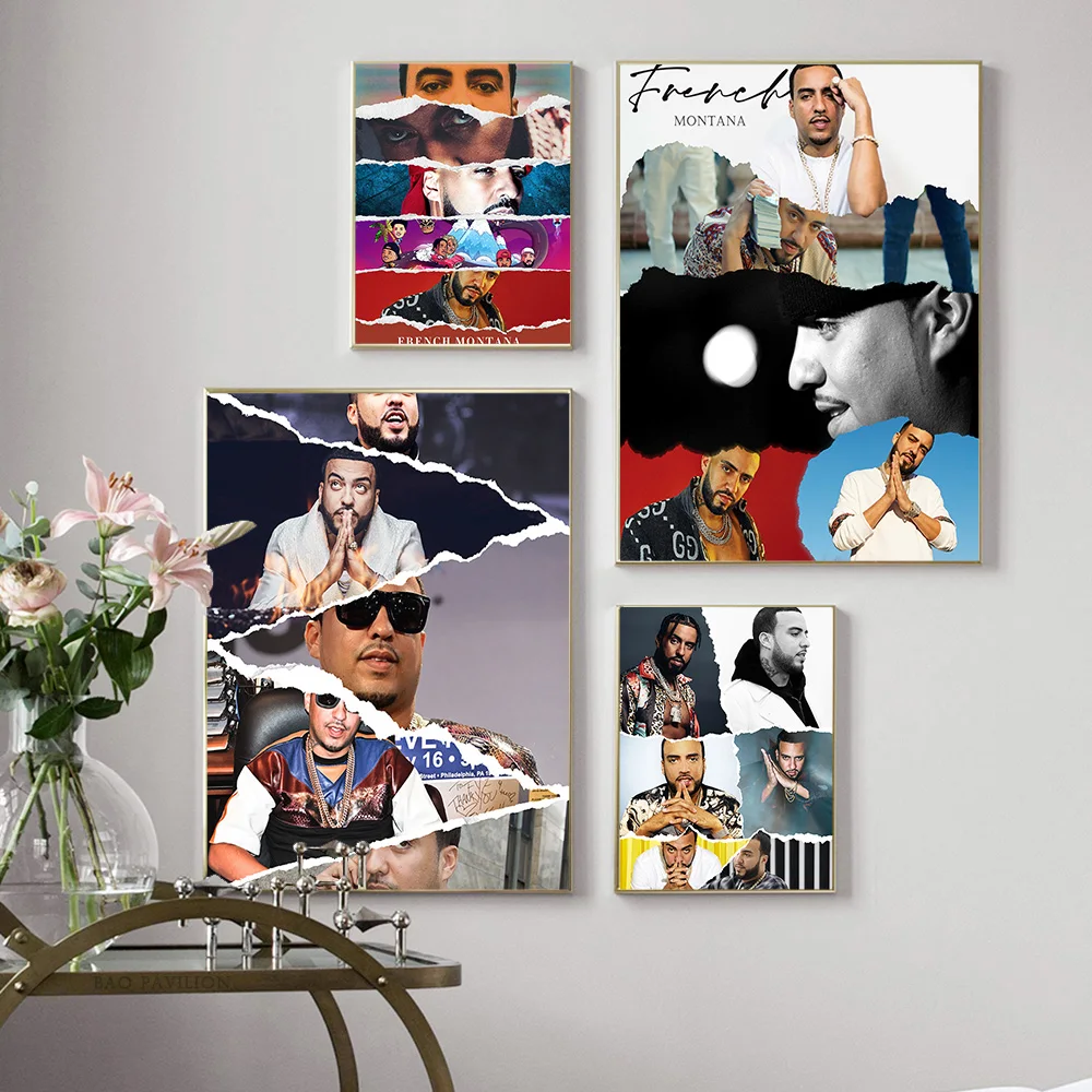 French Montana Rapper Wall Art Print Picture Star Photo Poster Singer Rap Music Modern Canvas Painting Bar Pub Club Home Decor